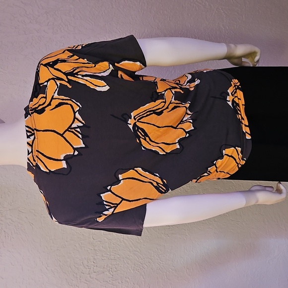 Vtg GAP Floral Mod Twisted Crew Neck Short Sleeve High Low Top - Picture 5 of 7